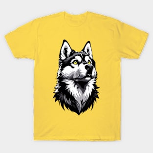 Stunning and Cool Kai Ken Monochrome and Gold Portrait for Father's Day T-Shirt